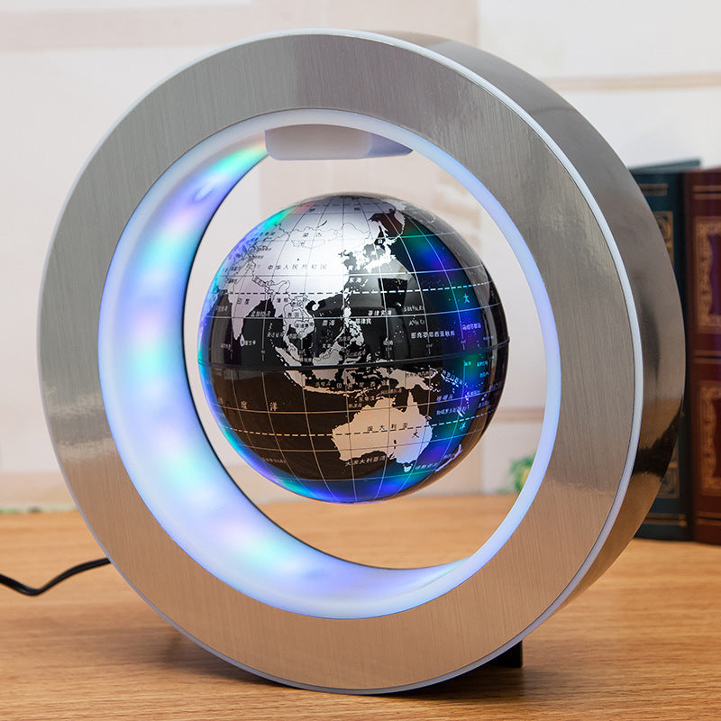 Round LED Floating Globe: Magnetic Levitation, Anti-Gravity Magic with Illuminated World Map